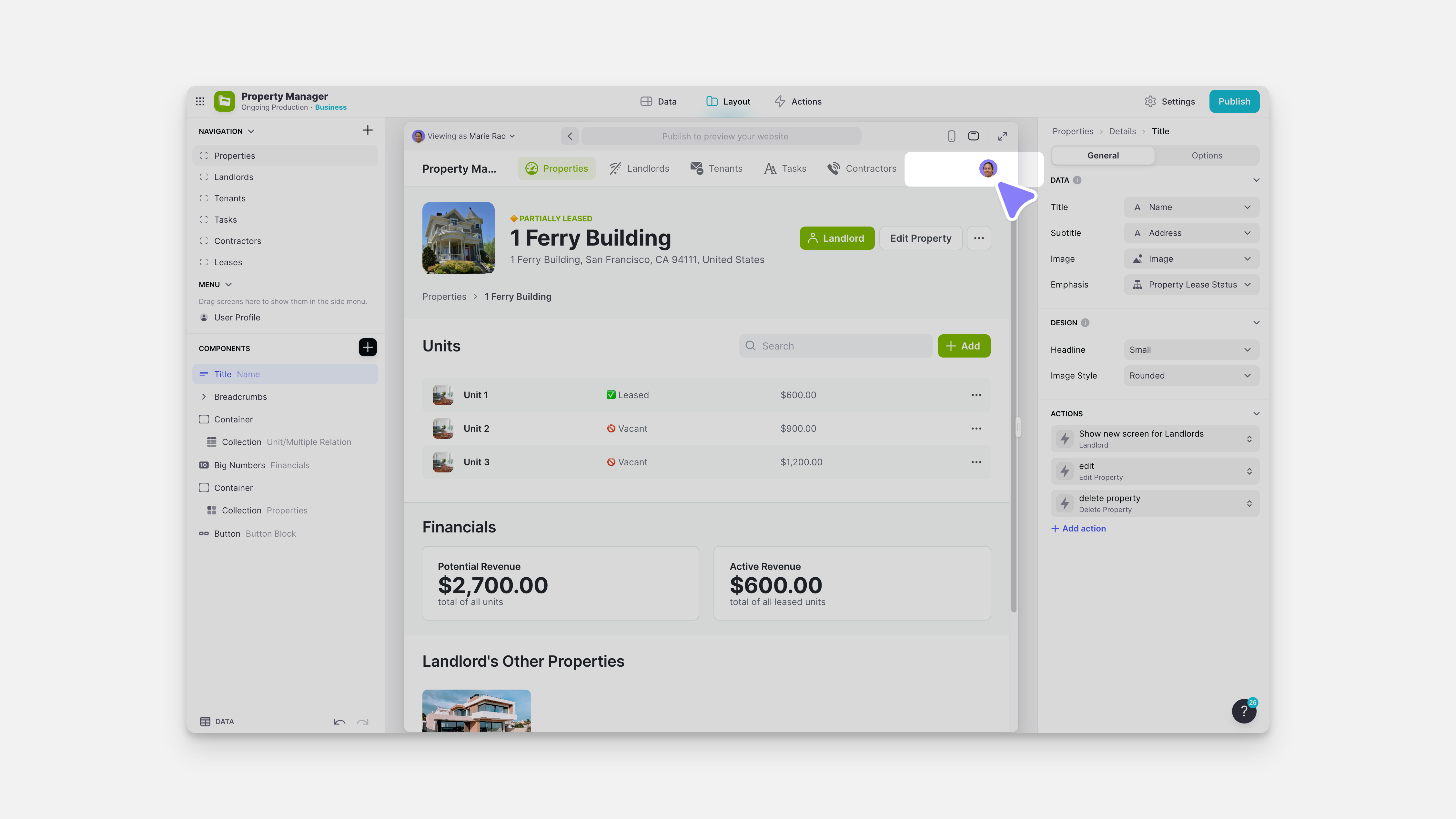 Navigating to the user profile screen